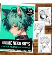 Carte de colorat pentru relaxare si antistres, 50 de ilustratii, Anime Necko Boys, 106 pagini